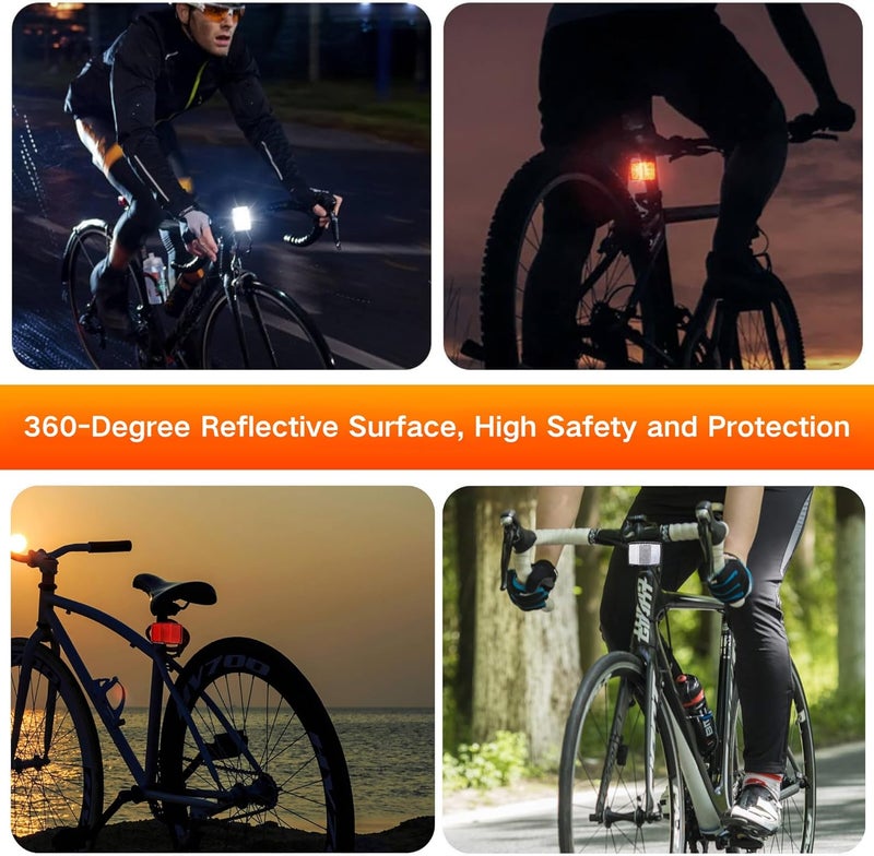 VICDUEKG Bike Front and Rear Reflectors, Bicycle Wheel Spoke Reflectors Kit, Mountain Bike Safety Warning Reflectors Accessories for Handlebar and Seatpost, Night Riding - Image 4